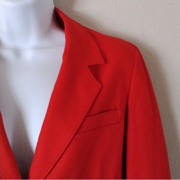 Vintage Pendleton Bright Red Button Up Virgin Wool Women's Blazer Jacket, USA - Picture 6 of 10